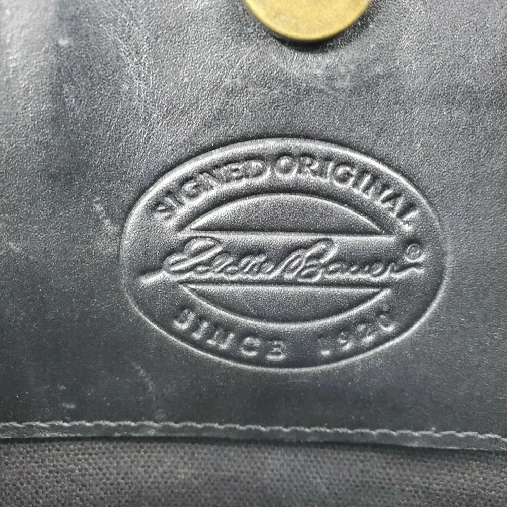 Eddie Bauer Black Leather Tote Bag